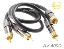 6-inch High Quality Dual RCA Male to Male Coax Audio Cable, CablesOnline AV-400D
