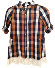 Hayden Girls Shirt Tunic Dress Roll Tab Long Sleeve Brown Plaid Sz 11/12 16151