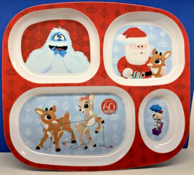 DanDee NEW Rudolph The Red-Nosed Reindeer 60th Anniversary 4-Sections Plate