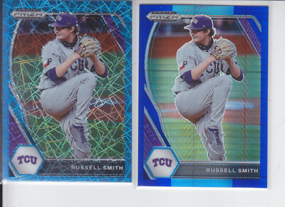 (2) 2021 Prizm Draft Russell Smith Carolina Blue + Teel Velocity Brewers #51