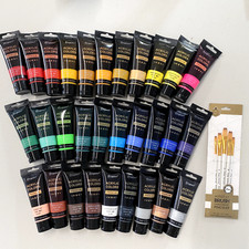 30 Colour Acrylic Paint, 75ml, with Paint Brush. Premium Quality, ASTM Standard