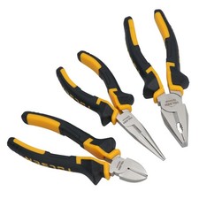 3pc Plier Set Combination / Long Nose / Cutter Snips Cushion Soft PVC Grip