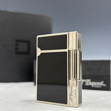 S.T. Dupont Gatsby Black Silver Gas Lighter W burner w/ Box Tested  Working