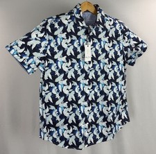 Robert Graham Button-Up Shirt Mens XL Colorful Vibrant Floral Blue Flip Cuff SS