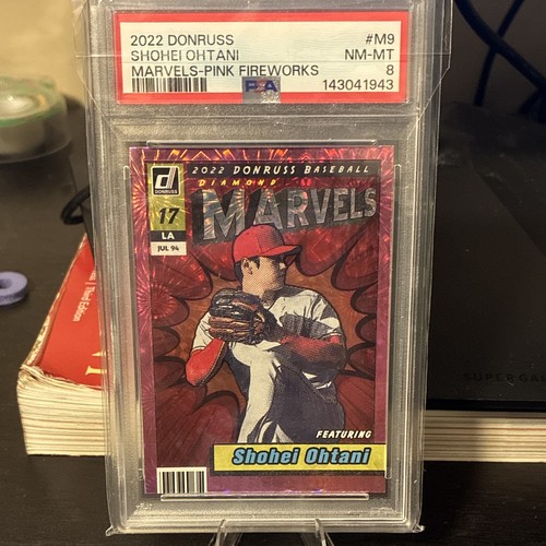 Panini 2022 Donruss Marvels Shohei Ohtani Pink Fireworks M-9 PSA 8