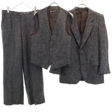Used LANVIN 90s Old suit Setup H50-26 Charcoal brown 3 piece Men's