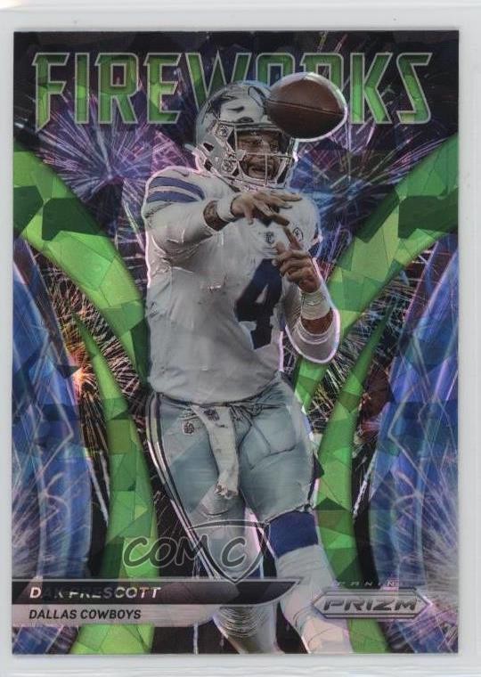 2021 Panini Prizm Fireworks Green Ice Prizm Dak Prescott #F-17 0a3