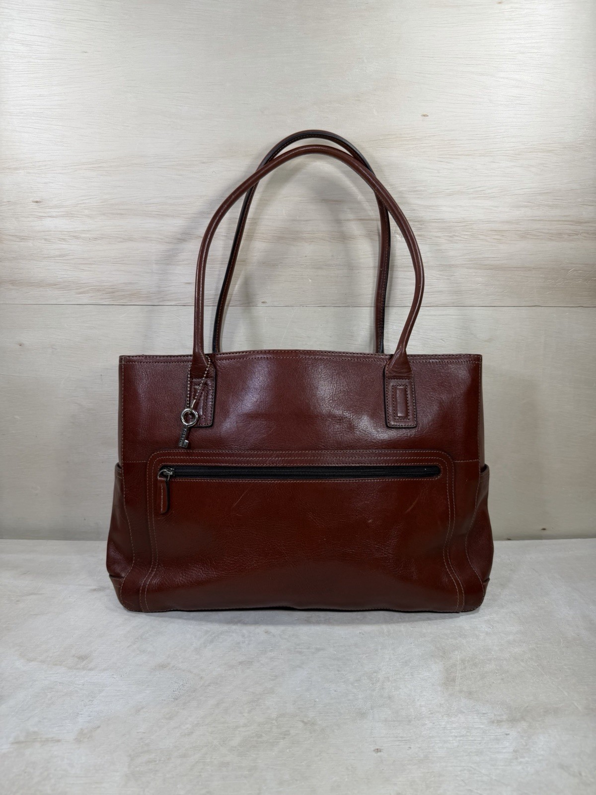FOSSIL Leather 15&rdquo; Laptop Briefcase Messenger Bag Brown To