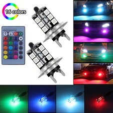 2x H7 LED Color Changing Fog Light Daytime Running Light Bulbs Remote Control