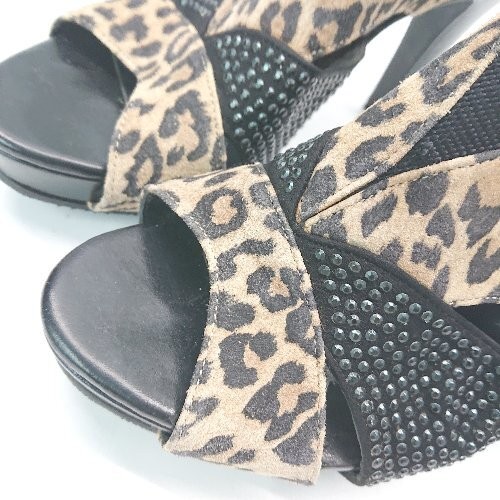 Pool Side Poolside Thick Sole Heel Leopard Print … - image 9