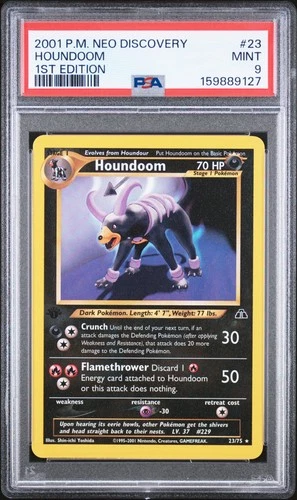 2001 POKEMON NEO DISCOVERY 1ST EDITION #23 HOUNDOOM PSA 9