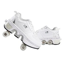 2-in-1 Roller Skate Shoes - Unisex Retractable Roller Skates with 4 Wheels,Sk...