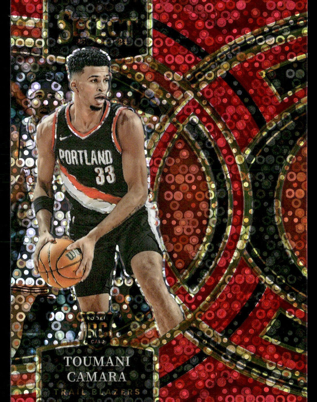 2023-24 Panini Select Premier Level Toumani Camara #115 (RC) Red Disco Prizm /49