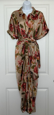 Dress Forum NWT Maxi Praline Bloom Tulip Tie Waist Dress Size M Chic Elegant