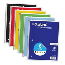 Spiral Notebook 6 Pack, Bulk Wide Ruled Spiral Notebooks 6 Count (Pack of 1)