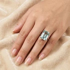Velvety Sky Blue Aquamarine Baguette 17.30Ct 925 Sterling Silver Handmade Rings