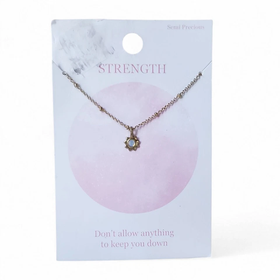 Vintage Sunburst Moonstone Pendant Gold Tone 16"+2" Necklace - Image 3 of 4