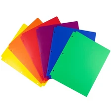 Dunwell 2-Pocket Folders for 3-Ring Binders 6 Pack Assorted Colors