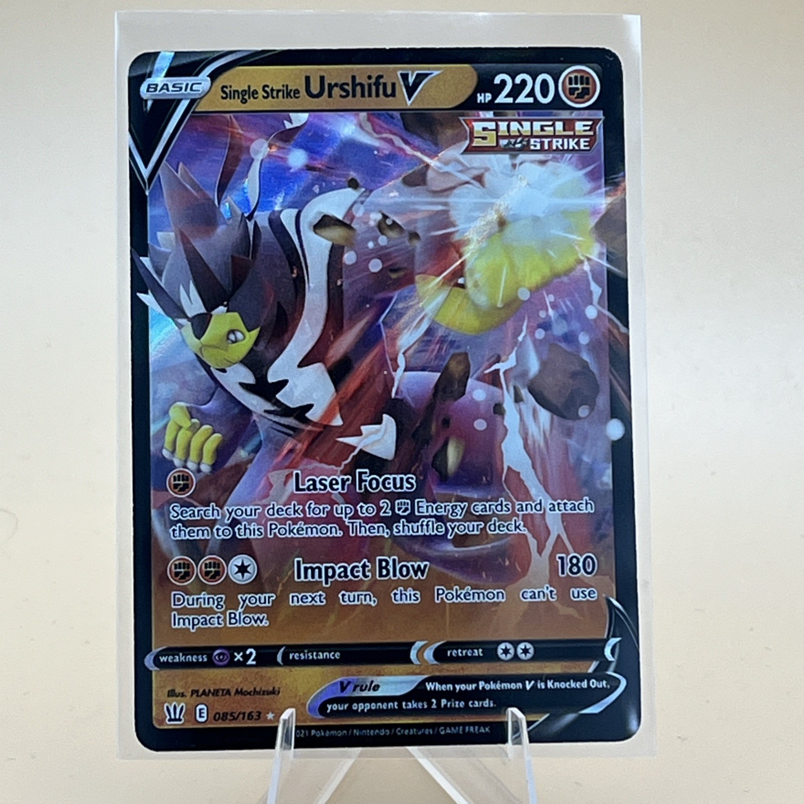 Pokemon NM Holo Single Strike Urshifu V 085/163 Ultra Rare SWSH05: Battle Styles