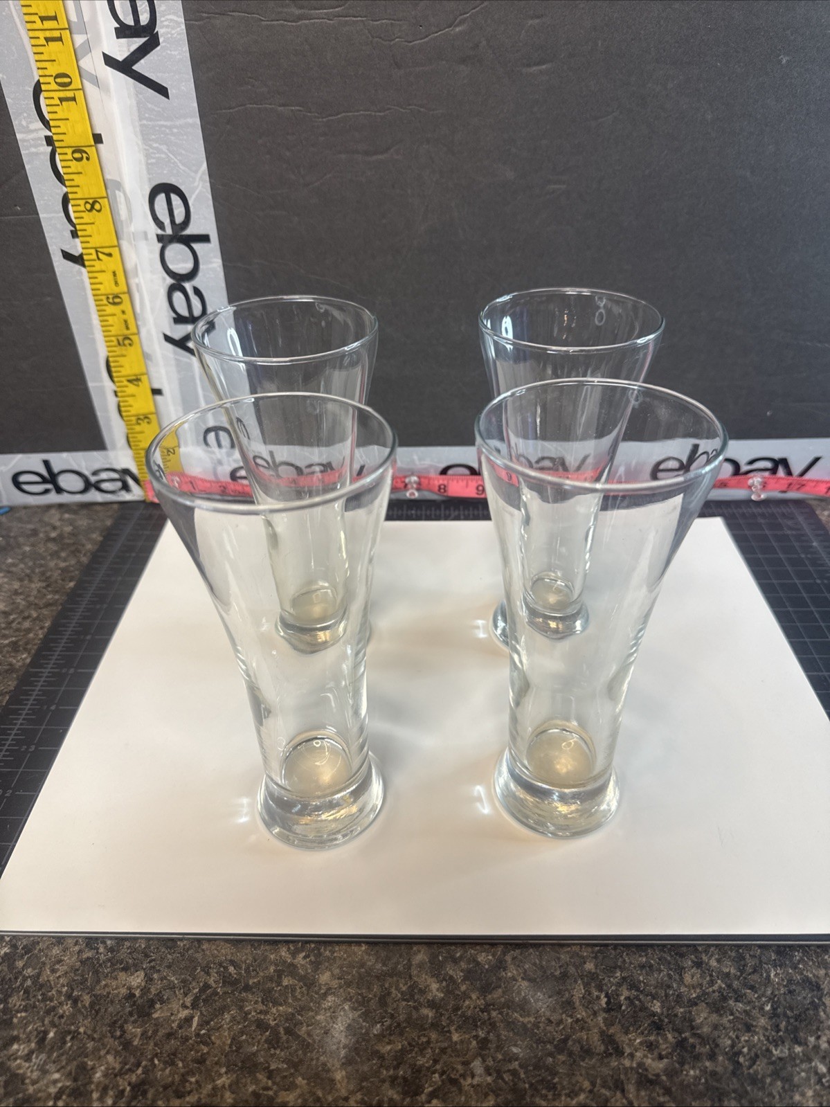 Libbey 4-Piece 8 oz Clear Bar Glasses 6.75 Inches Tall Used