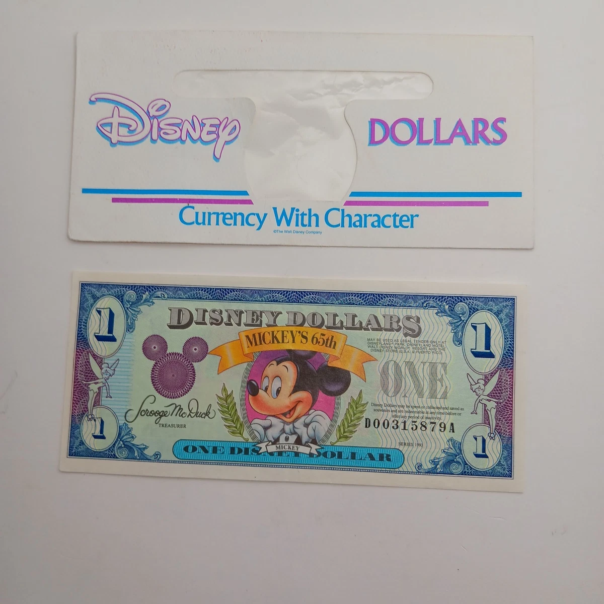 【連番 美品】ディズニーダラ 1993 Mickey's 65th ディズニーダラーミッキーマウス生誕65周年記念1ドル紙幣1993年PMG鑑定