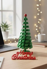 16" Realistic Artificial Christmas Tree with 9" Merry Christmas Sign