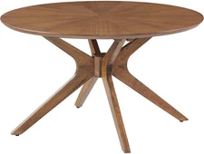 EEI-6557-WAL Crossroads round Wood Coffee Table, Walnut