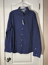 Michael Kors Men s Slim Fit Untucked Length Long Sleeve Blue Large 16.5 34/35