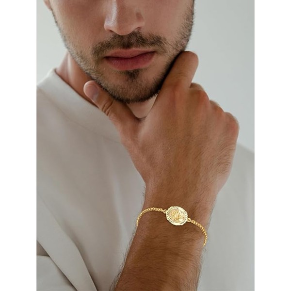 Alternate view of 925 Sterling Silver Christopher Bracelet Gold Plated Box Chain Adjustable Nwt