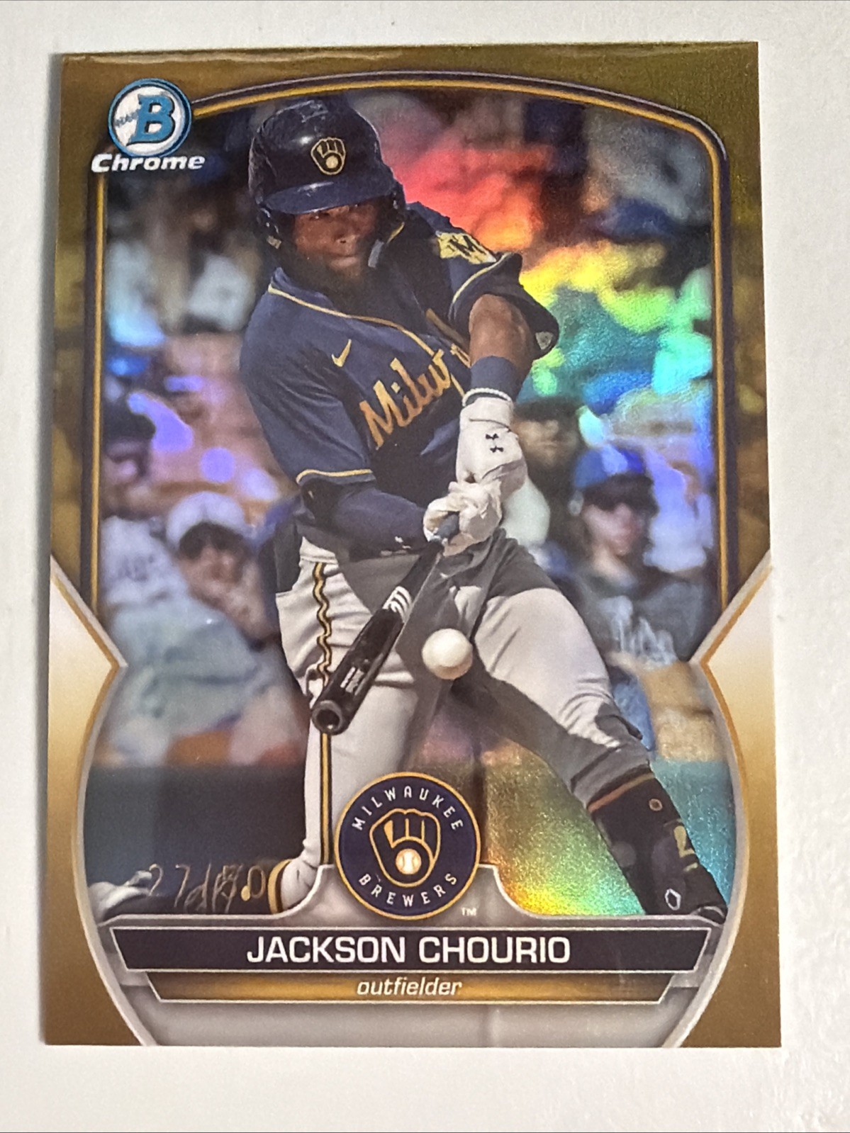 2023 Bowman Draft Chrome Jackson Chourio BDC-156 Gold /50 Milwaukee Brewers