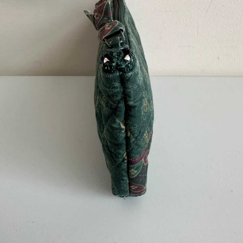 Bolso de Maquillaje Cosmético Vera Bradley Vintage 98 Clásico Verde Forrado con Lápiz y Cepillo Foto 4 de 4