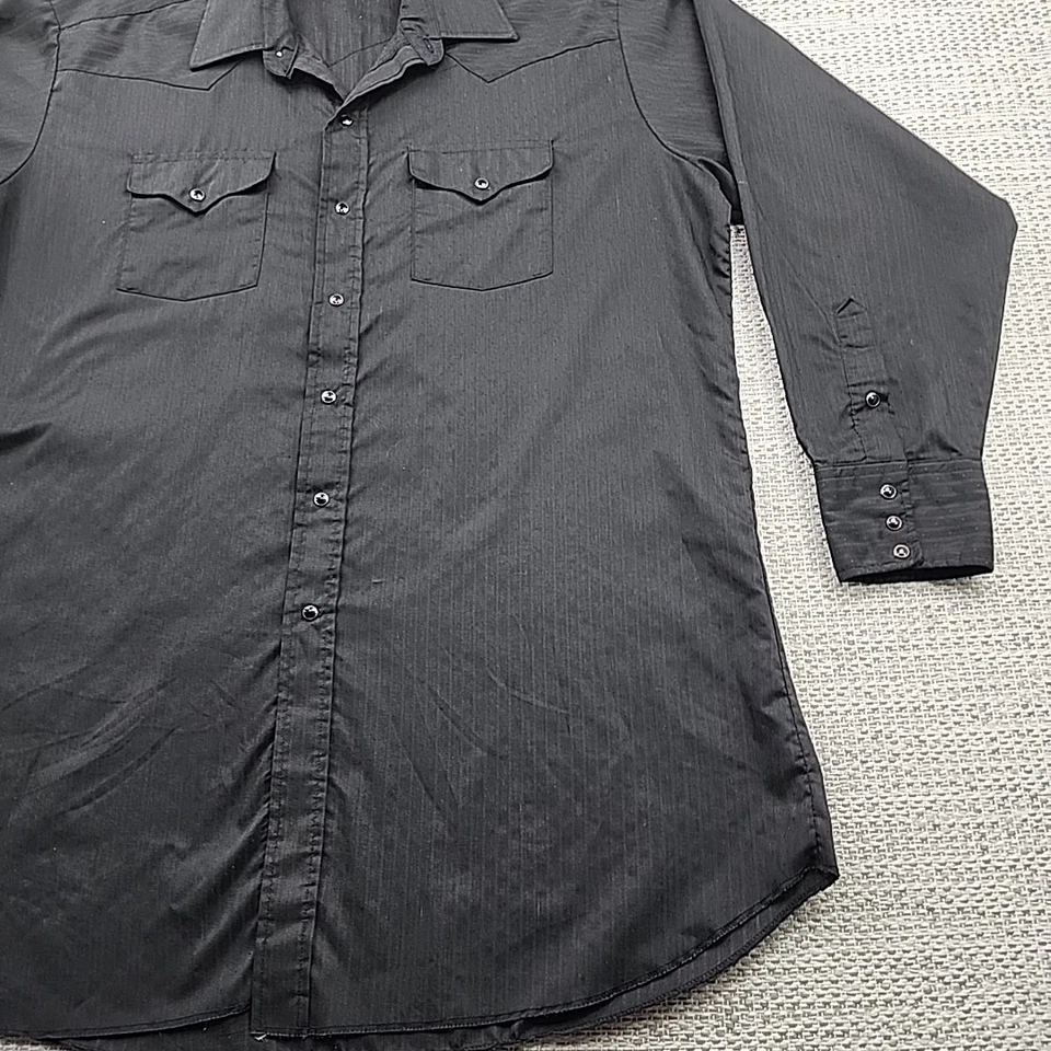 Camisa a Presión De Colección Panhandle Ajustada Perla 18-36 Rayas Negras Hecha en el Oeste de EE. UU. Vaquero Foto 2 de 4