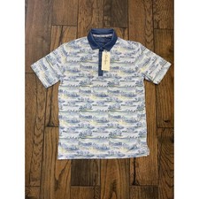 Walter Hagen Clubhouse  Polo Mens Golf White Blue Landscape Breathable S