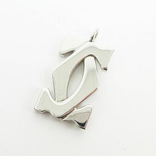 Cartier 2C Logo Charm Pendant Top Necklace Key Holder Silver Accessory Jewelry - Picture 24 of 24