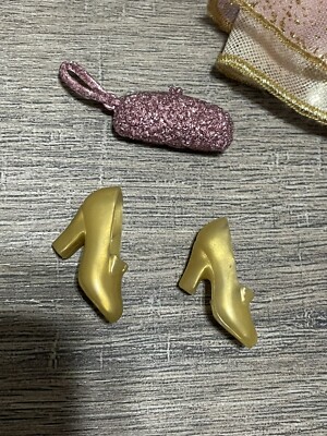 Fashionista Barbie Pink & Gold, Sparkly Dress, Gold Handbag Shoes B-21 |  eBay