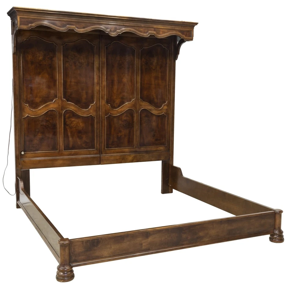 Henredon Villandry CAL King Canopy Tester Bed Walnut Wood 1980's Mansion $15K - Image 2 of 4