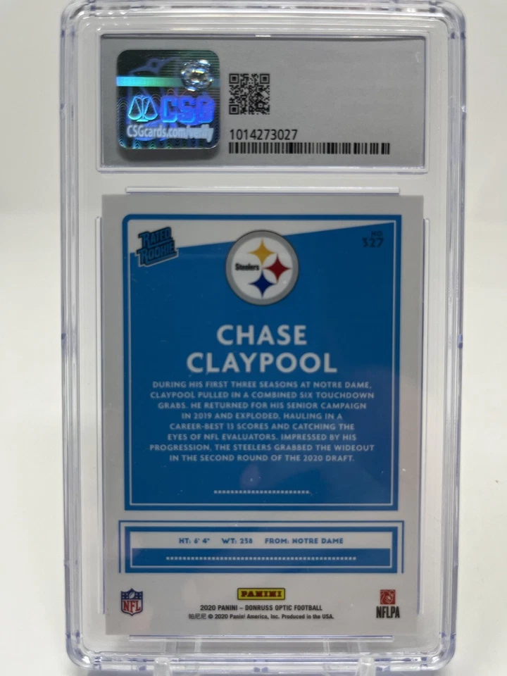 2020 Panini Donruss Optic Chase Claypool RC Variation CSG 9 Mint #327 Rookie - Image 2 of 2