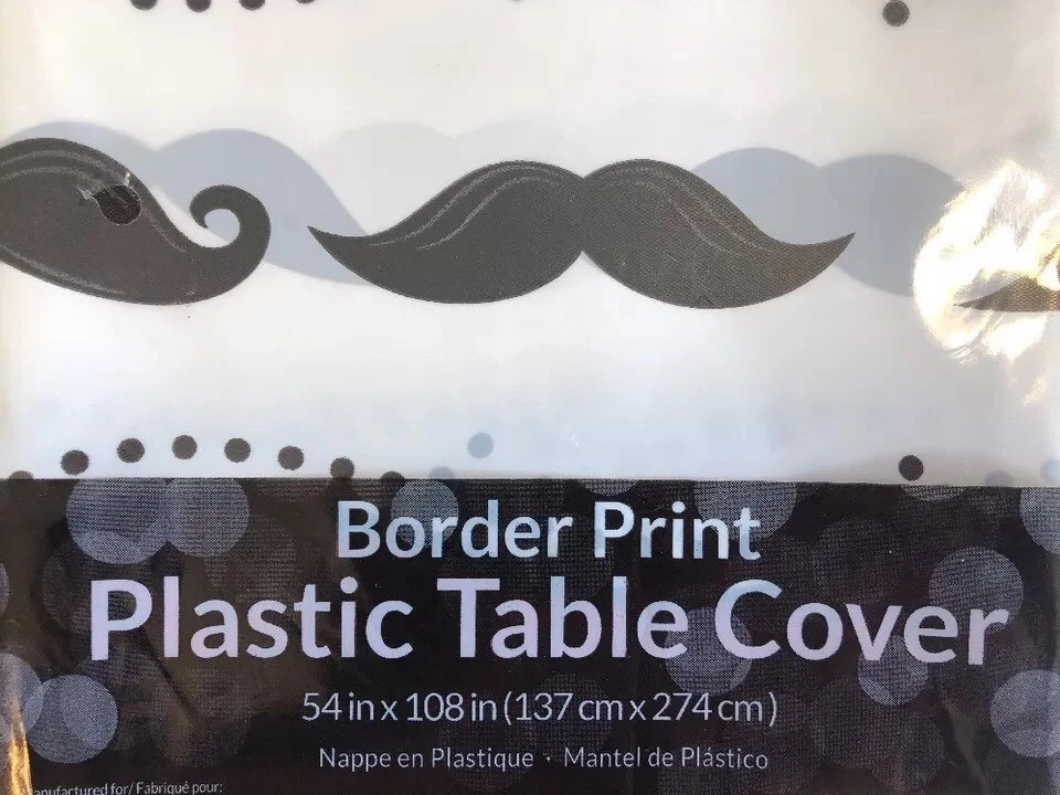 Mantel Bigote Madness Mantel Rojo Negro Fiesta Cumpleaños Evento Foto 4 de 4