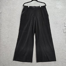 Eileen Fisher Women Pants M Black Nylon Viscose 27" Inseam Wide Leg High Rise