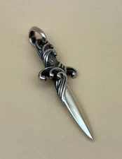 David Yurman 925 Sterling Silver 2" Waves Dagger Amulet Pendant