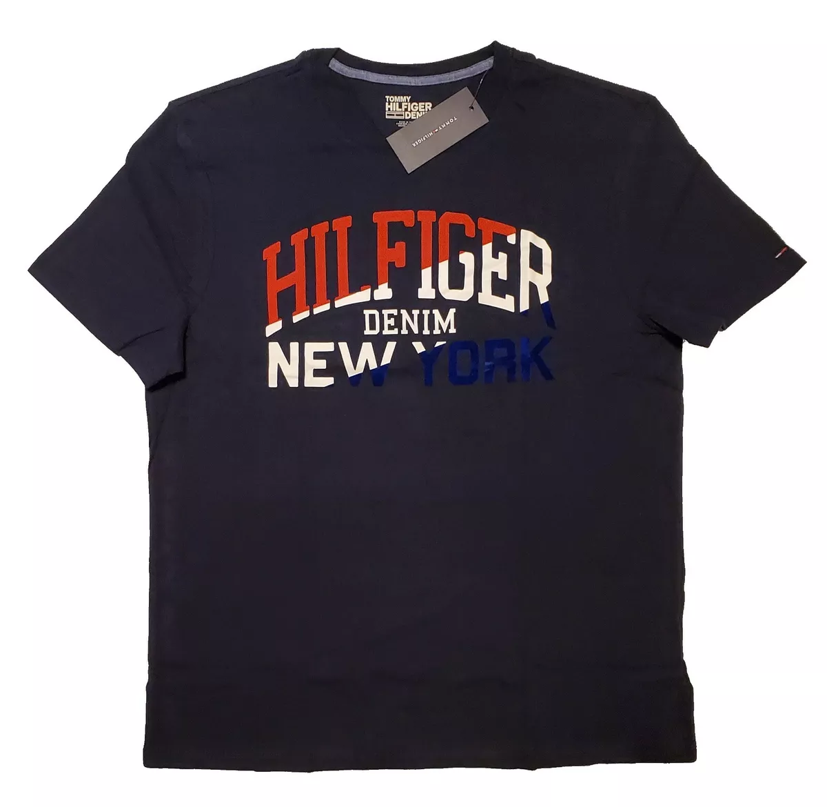 Tommy hilfiger logo flag t shirt clearance navy