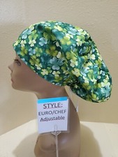 Clovers Watercolor St. Patrick's Women's Euro/Chef Surgical Scrub Hat/Cap