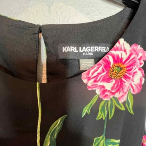 Karl Lagerfeld NEW Size 6 Feminine Blouson Pink Floral Black Maxi Dress - Picture 3 of 12