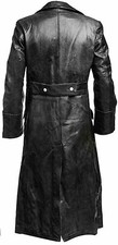 Herren Schwarz Leder Lammleder Trenchcoat Langer Mantel Freizeit Outwear Jacke