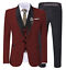 thumbnail 2 - Solid Mens Three Pieces Suits Shawl Lapel Groomsman Blazer Pants Vest  Slim Wool