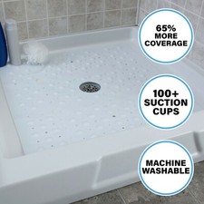 65 MORE COVERAGE SlipX Solutions Solid White Extra Large Shower Mat 27" 