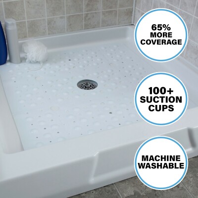 65% MORE COVERAGE! SlipX Solutions Solid White Extra Large Shower Mat (27'')
