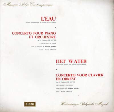 DE SUTTER Piano Concerto VOUILLEMIN L'Eau GAZELLE Decca 173404 Red ...