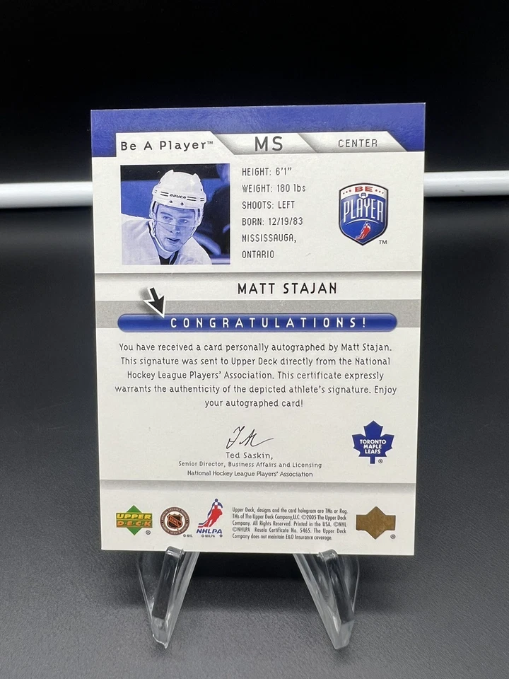 2005-06 Be A Player Matt Stajan Auto Signatures Maple Leafs #MS PWE SHIP - Image 2 of 2