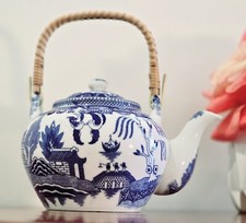 EXTREMELY RARE Antique Blue Willow Japanese Action Lobeco Tea Pot